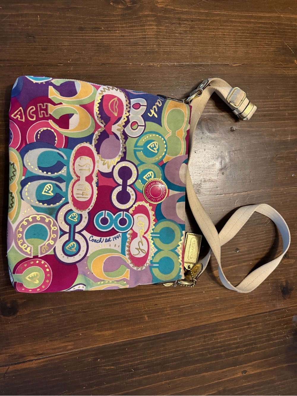 Coach Poppy Signature Print Crossbody Bag -